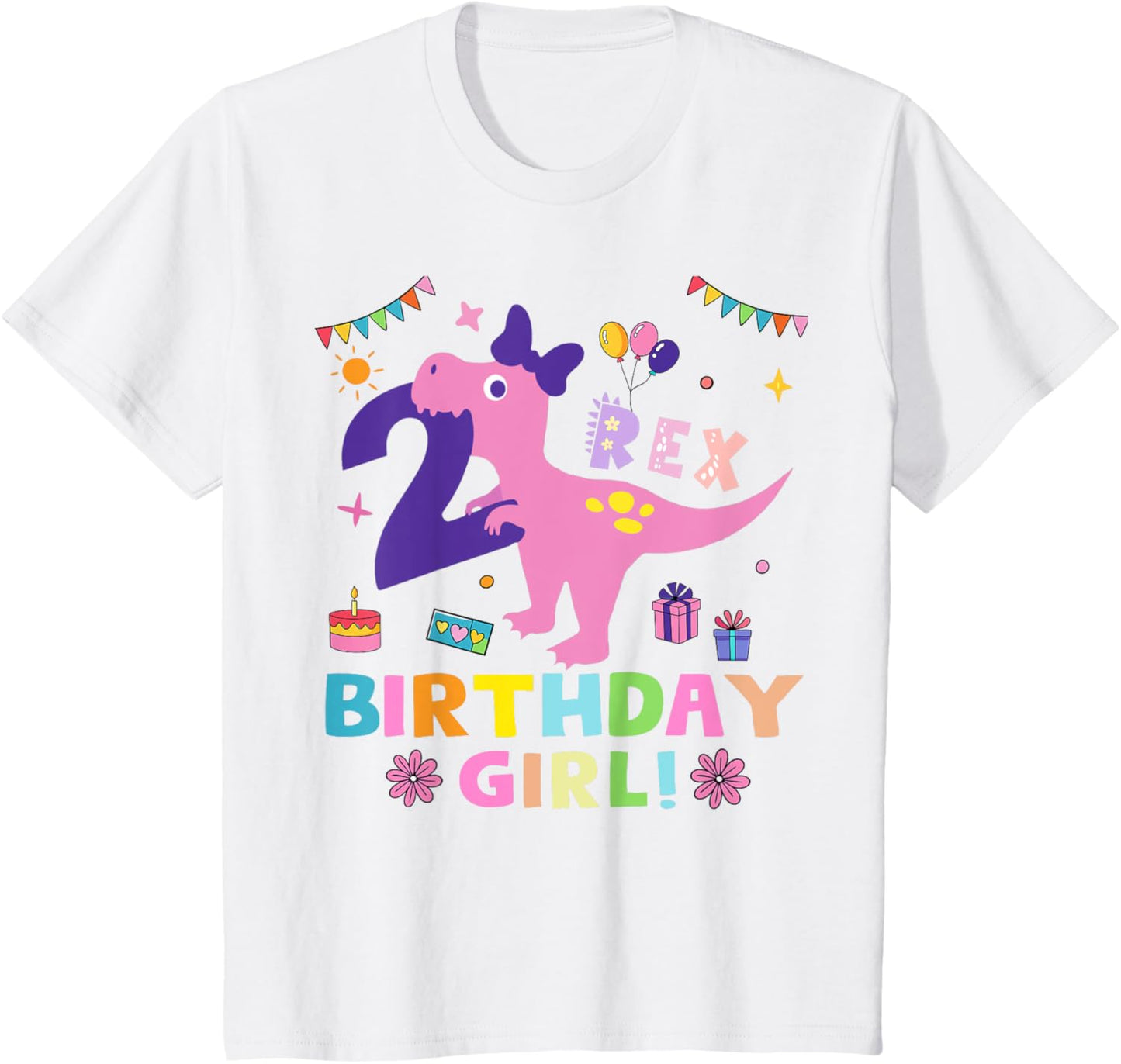 Kids Rawr Im T Rex Dinosaur Birthday 2 Year Old Girls T-Shirt