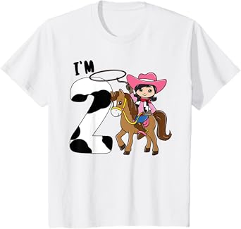 I'm 2 - Cute Horse Riding Cowgirl 2nd Birthday Girls T-Shirt