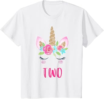 Two Unicorn Birthday Girl Shirt 2 Year Old Cute T-Shirt T-Shirt