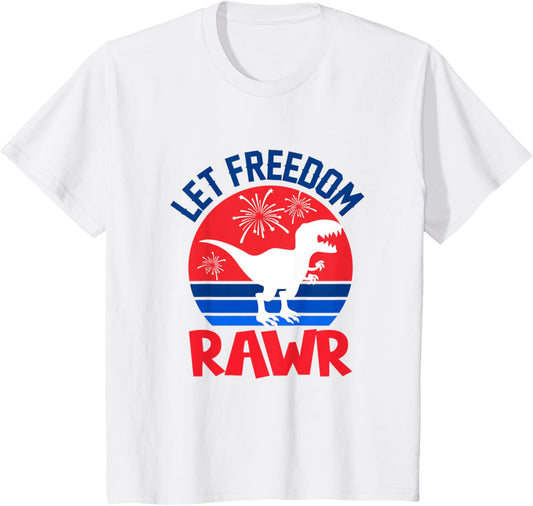Let Freedom Rawr Cute Dinosaur Dino 4th Of July Baby Toddler T-Shirt
