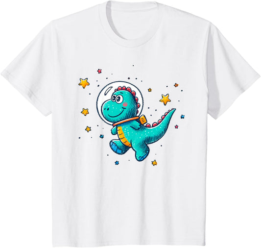 Kids Funny Dinosaur Astronaut Kids T-shirt for Boys Space Toddler T-Shirt
