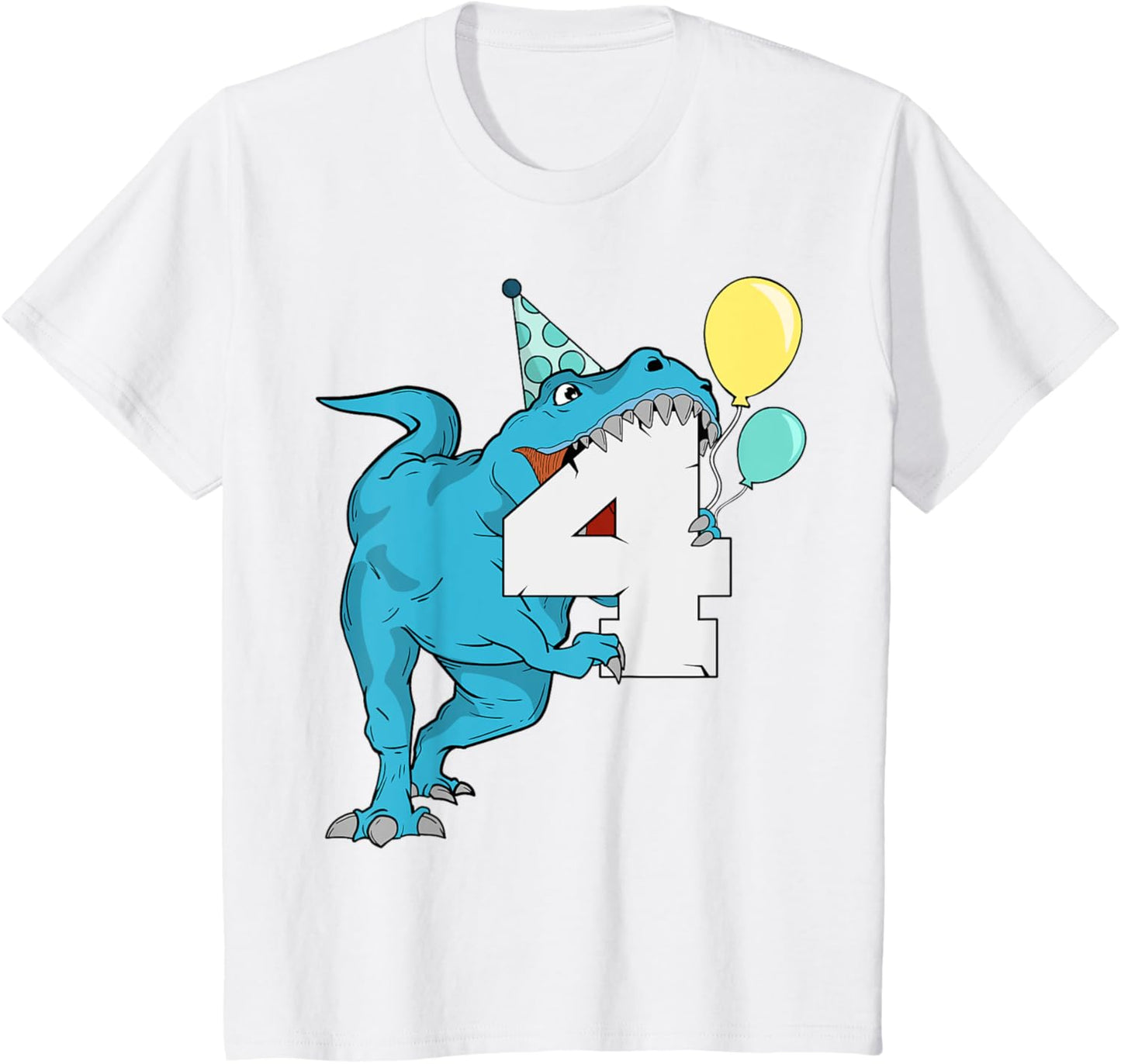 Dinosaur 4th Birthday T-Rex 4 Year Old Girls Birthday Boy T-Shirt