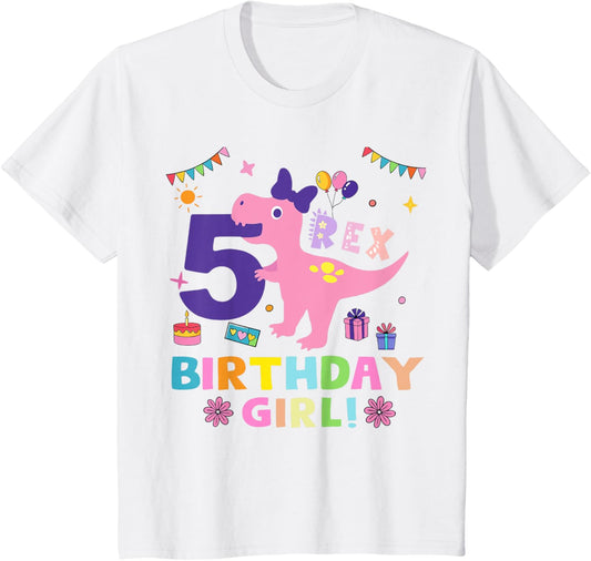 Kids Rawr Im T Rex Dinosaur Birthday 5rd Year Old Girls T-Shirt