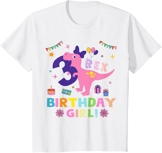 Kids Rawr Im T Rex Dinosaur Birthday 3 Year Old Girls T-Shirt