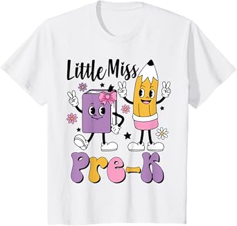 Little Miss Pre-K Kindergarten School toddler Girls Youth T-Shirt