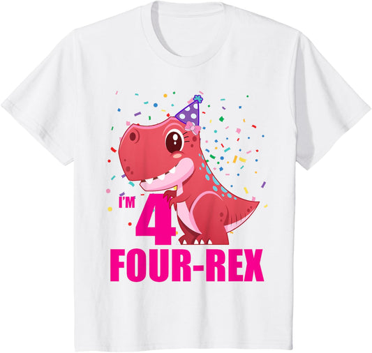 I'm 4 four rex 4th birthday third dinosaur 4 year old girls T-Shirt