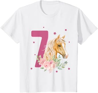 7th Birthday Horse 7 Years Old Seven Finally 7 Birthday Girl T-Shirt
