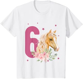 Kids 6th Birthday Horse 6 Years Old Six Finally 6 Birthday Girl T-Shirt