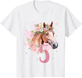 5th Birthday Horse Girl 5 Years Five Finally 5 Birthday T-Shirt