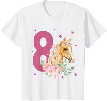 Kids 8th Birthday Horse 8 Years Old Eight Finally 8 Birthday Girl T-Shirt
