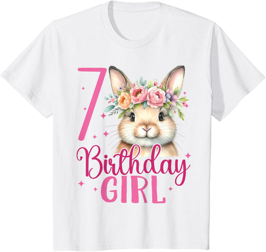 Kids 7th Birthday Rabbit Bunny Seven Finally 7 Birthday Bunny T-Shirt