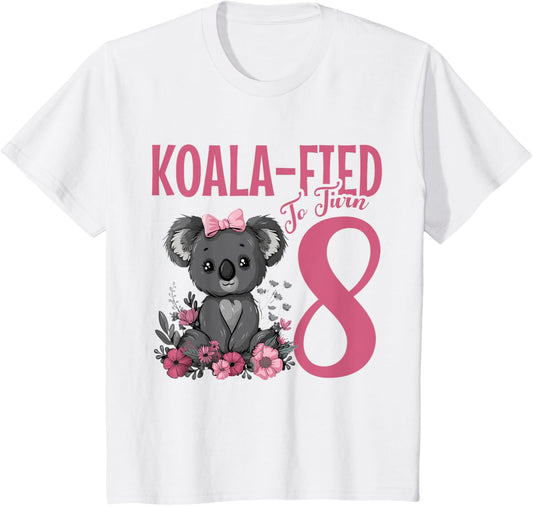 Kids 8th Birthday Koalafied To Turn 8 Years Old Kids Girl Koala T-Shirt