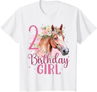 Kids 2nd Birthday Horse Girl Second birthday girl 2 years old T-Shirt