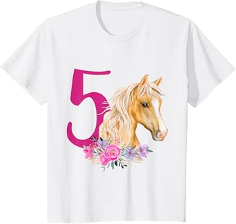 5th Birthday Horse 5 Years Old Five Finally 5 Birthday Girl T-Shirt