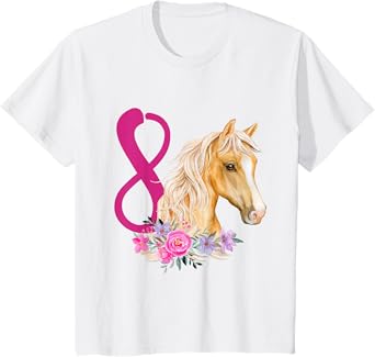8th Birthday Horse 8 Years Old Eight Finally 8 Birthday Girl T-Shirt