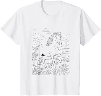 Kids Horse Birthday DIY Color Your Own Tee Stencil Designs Kids T-Shirt
