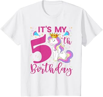 Kids It's My 5th Birthday Unicorn Lover Kid 5 Years Old Birthday T-Shirt