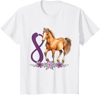 Kids 8th Birthday Horse 8 Years Old Eight Finally 8 Birthday Girl T-Shirt
