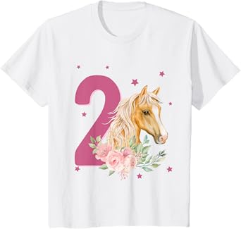 Kids 2nd Birthday Horse 2 Years Old Two Finally 2 Birthday Girl T-Shirt