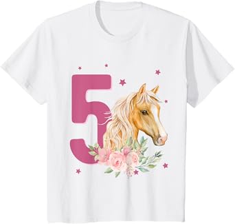 Kids 5th Birthday Horse 5 Years Old Five Finally 5 Birthday Girl T-Shirt