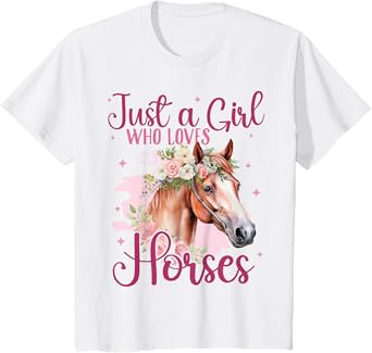 Kids Just a girl who loves Horses Riding Horse Lover Horse Girl T-Shirt