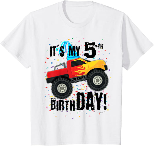 Kids It's My 5th Birthday! 5 year old boy Monster Truck shirt T-Shirt