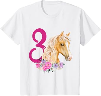 3rd Birthday Horse 3 Years Old Three Finally 3 Birthday Girl T-Shirt