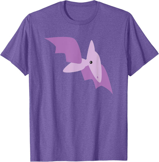 Cute Purple Pterodactyl Flying Dinosaur Animal Art T-Shirt