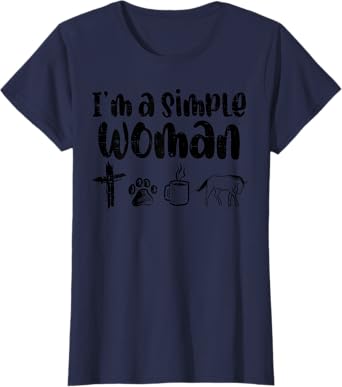 Im A Simple Woman Cross Dog Cat Coffee Horse Christian Women T-Shirt