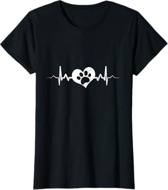 Dog Paw Heartbeat Shirt - Heart Love Mom Adopt Rescue Gift T-Shirt for Women