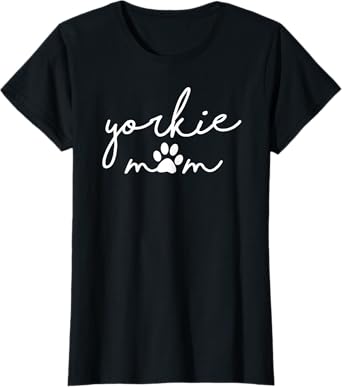 Yorkshire Terrier Dog Mama Yorkie Mom with Pawprint Simple T-Shirt