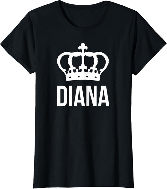 Diana Name T-Shirt for Women - Queen Princess Crown Design T-Shirt
