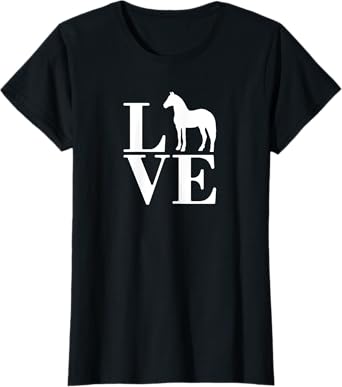 Joyouse Urban Style Women's Love Horse Gift X-Small Black Modern Letter Print Collarless Round Neck T-Shirt
