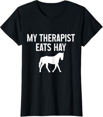 Horse My Therapist Eats Hay Funny Horseback Riding Vintage T-Shirt