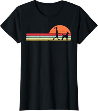 Girl Walking Poodle Retro Pet Dog Owner Walker Women Gift T-Shirt