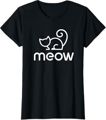 Meow Cat Silhouette Cute Design for Cat Lovers Kids Women T-Shirt