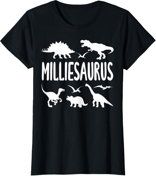 Dinosaur T Rex Millie Milliesaurus Girls Dino Name T-Shirt