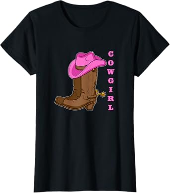 Cowgirl Boots Western Rodeo Hat Spurs T-Shirt