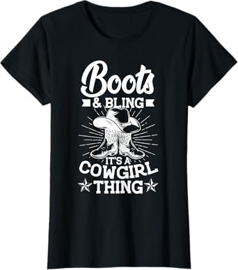 Cowgirl Boots and Hat Graphic Women Girls Cowgirl Western T-Shirt