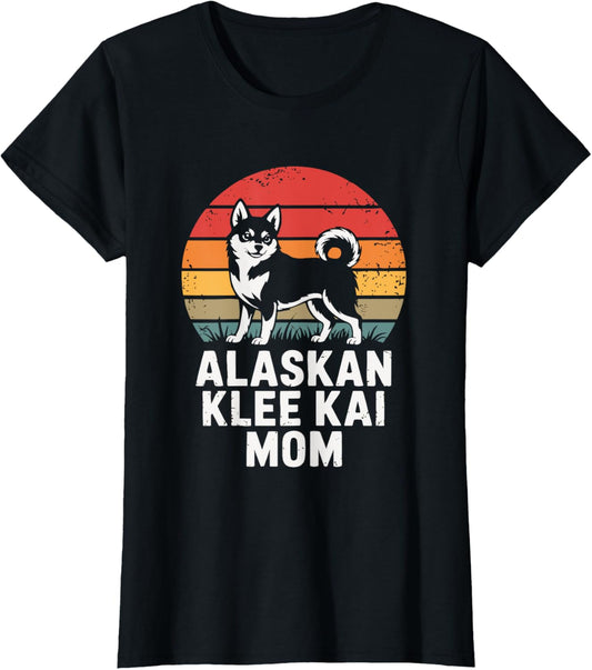 Retro Sunset Alaskan Klee Kai Dog Mom T-Shirt