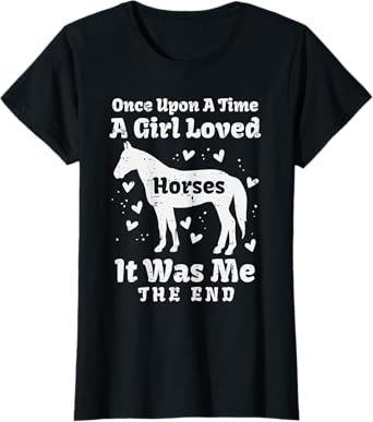 A Girl Loved Horses Horseback Riding Equestrian Girls Women T-Shirt
