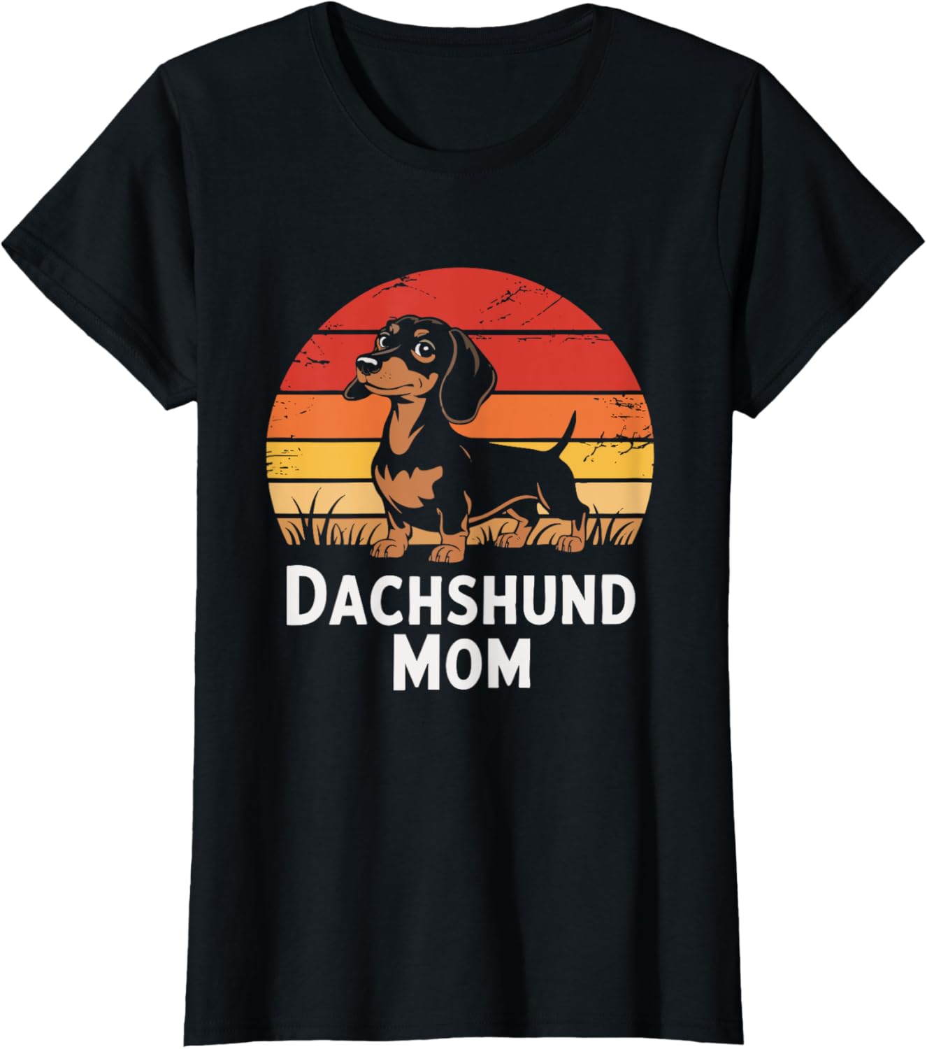 Retro Sunset Dachshund Wiener Dog Mom T-Shirt