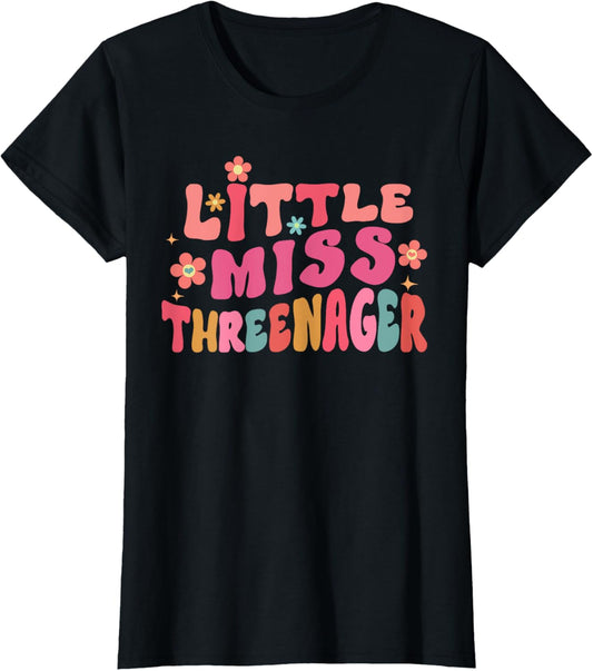 Little Miss Threenager 3rd Birthday Present Girl Princess T-Shirt