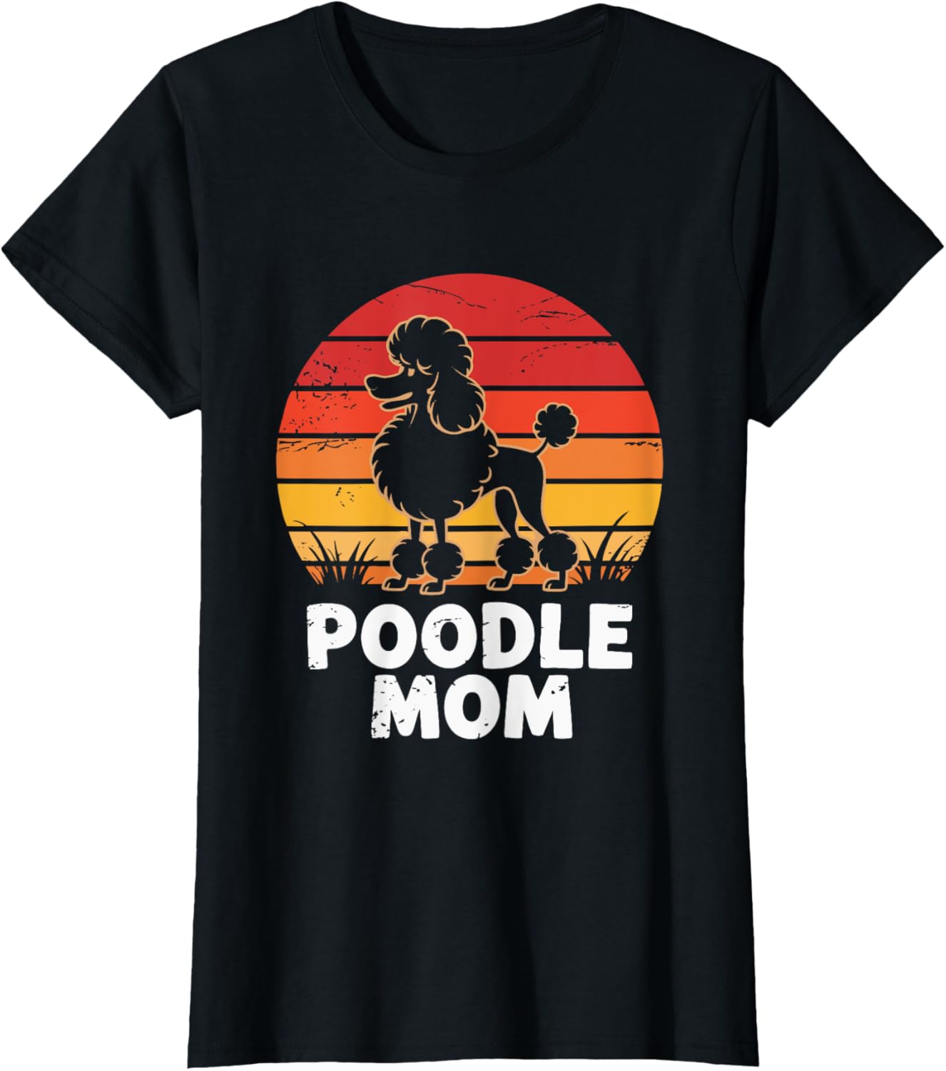 Retro Sunset Poodle Mom T-Shirt
