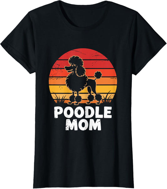 Retro Sunset Poodle Mom T-Shirt