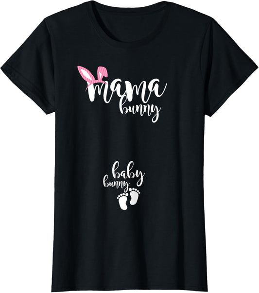 Mama Bunny Baby Bunny Pregnant Mom Easter Pregnancy Reveal T-Shirt