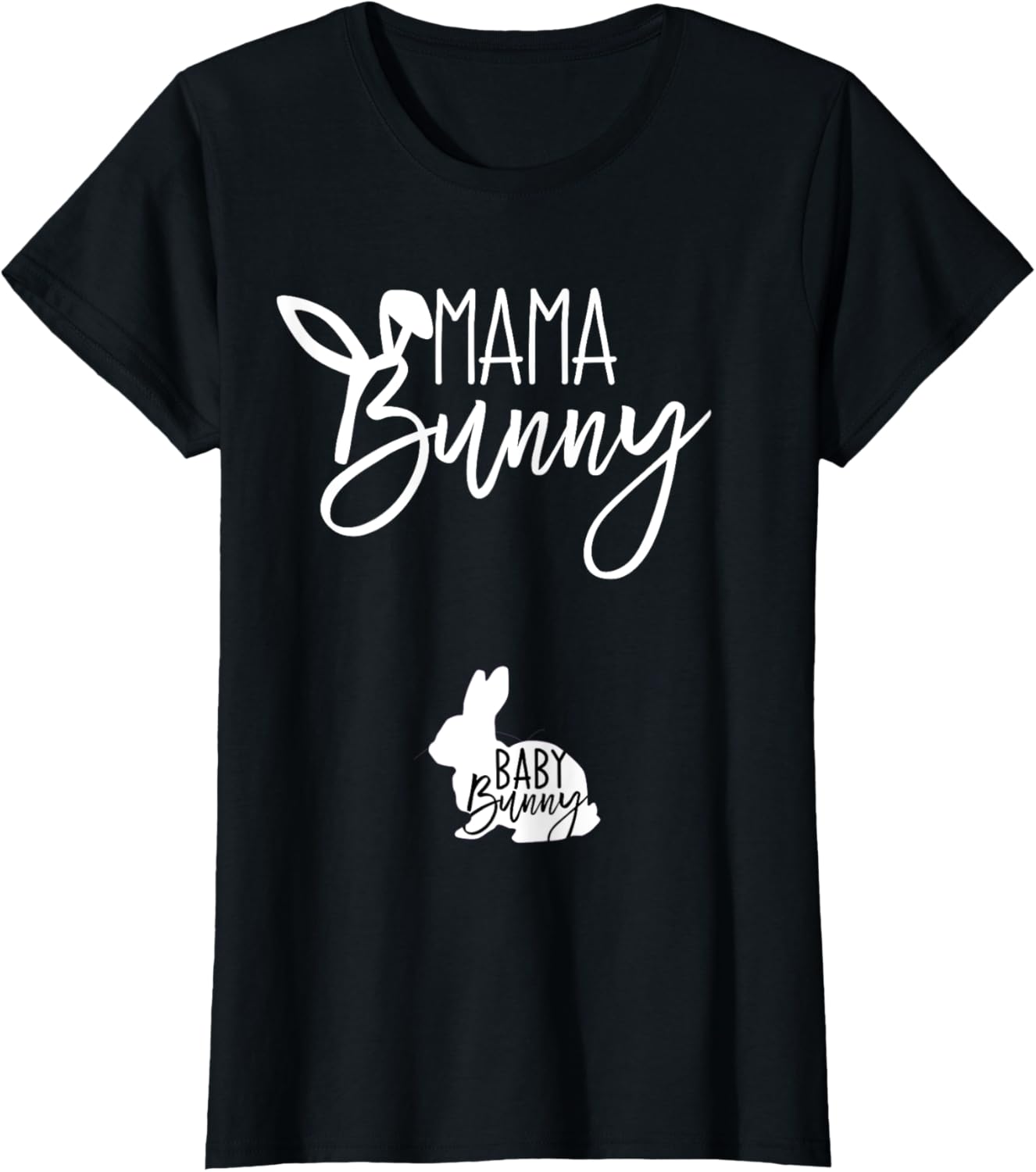 TeylieDesign Women's Pregnant Easter Pregnancy Announcement Mama Bunny Baby Bunny T-Shirt