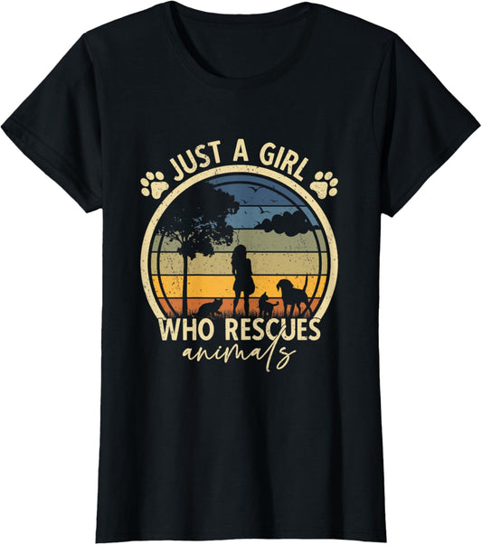 Rescue Animals Dog Cat Just a girl who rescues animals T-Shirt