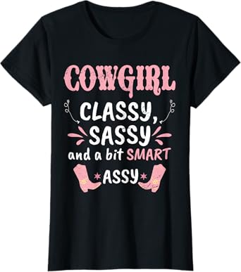 Funny Cowgirl Graphic Women Girls Cowgirl Western Rodeo T-Shirt
