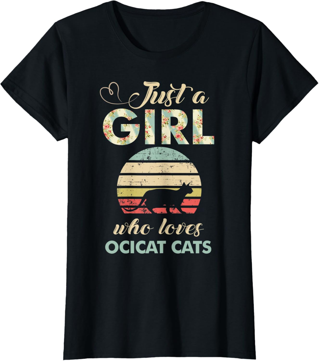 Just A Girl Who Loves Ocicat Cats Retro Vintage Cat T-Shirt